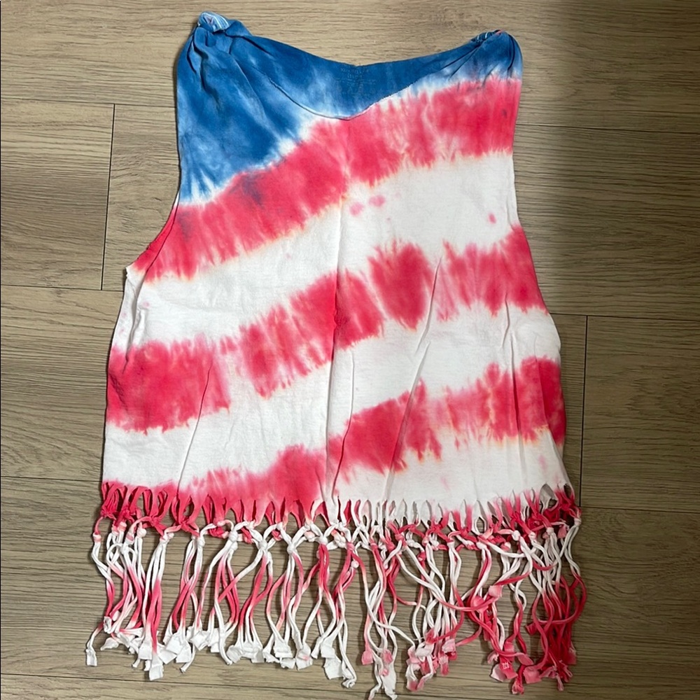 Tie-Dye Fringe Tank Top
